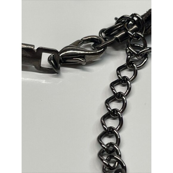 Seasonal Whispers Necklace Brown Suede Ribbon Starburst Flower Rhinestones AL2.3 - Picture 7 of 16